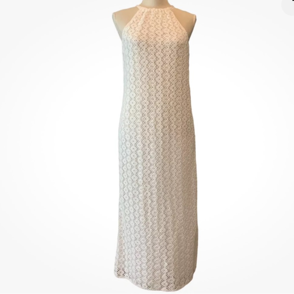 A NEW DAY White Cotton Lace Maxi Halter Dress - Size M